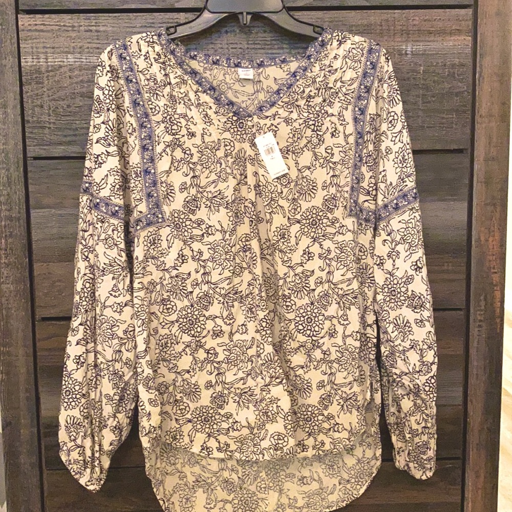 BRAND NEW-Boho Navy and Dusty Blue Oversized Top